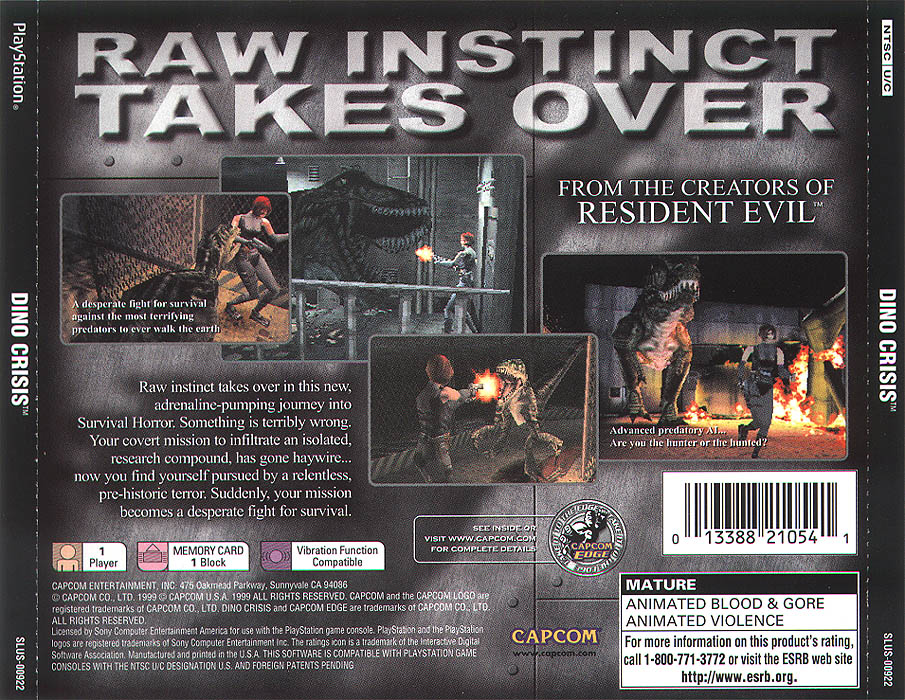 Dino Crisis Black Label - VGA 90 (PS1, PlayStation 1, 1999) 13388210459
